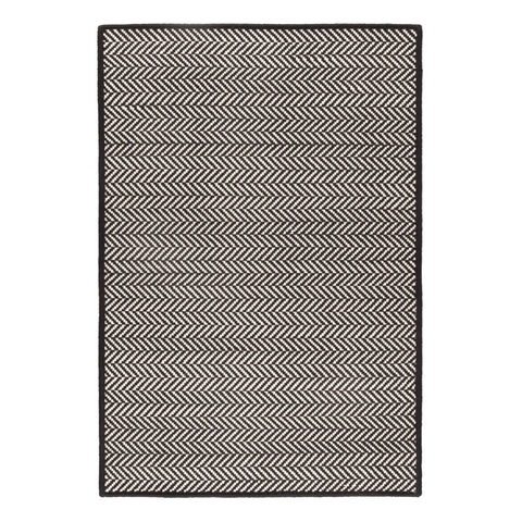 Herringbone Handwoven Indoor/Outdoor Custom Rug | Black/Ivory