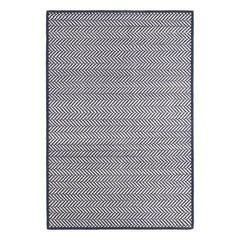 Herringbone Handwoven Indoor/Outdoor Custom Rug | Navy/Ivory