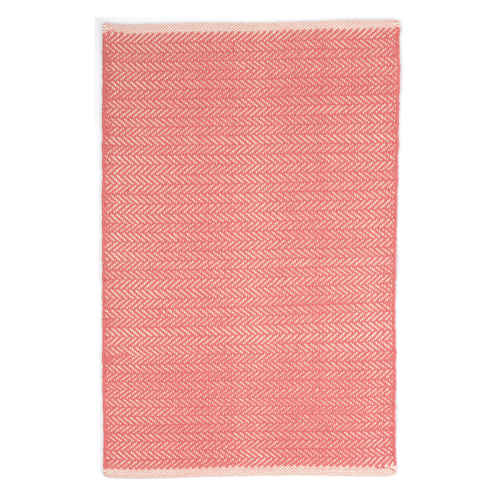 Herringbone Handwoven Cotton Rug | Coral