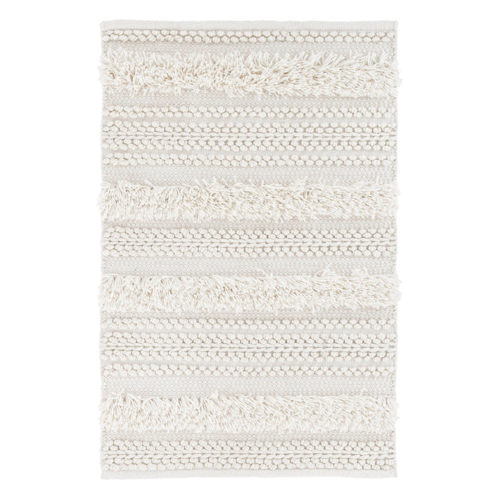 Zhara Stripe Handwoven Performance Rug | Ivory