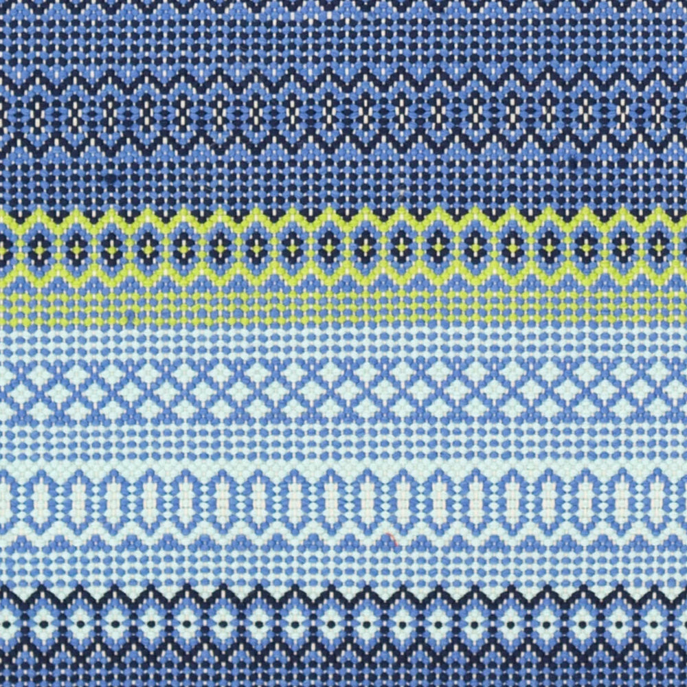 Fiesta Stripe Handwoven Indoor/Outdoor Rug Swatch | French Blue/Green