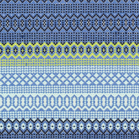 Fiesta Stripe French Blue/Green Handwoven Indoor/Outdoor Rug Swatch