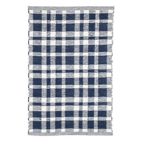 Tattersall Handwoven Indoor/Outdoor Rug | Navy