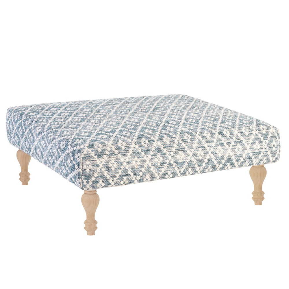 Melange Diamond Blue Custom Rug Ottoman | Blue