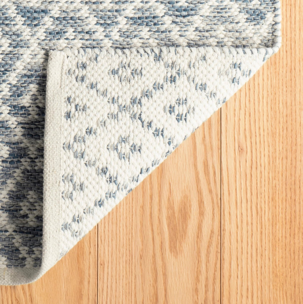 Melange Diamond Handwoven Cotton Rug | Blue