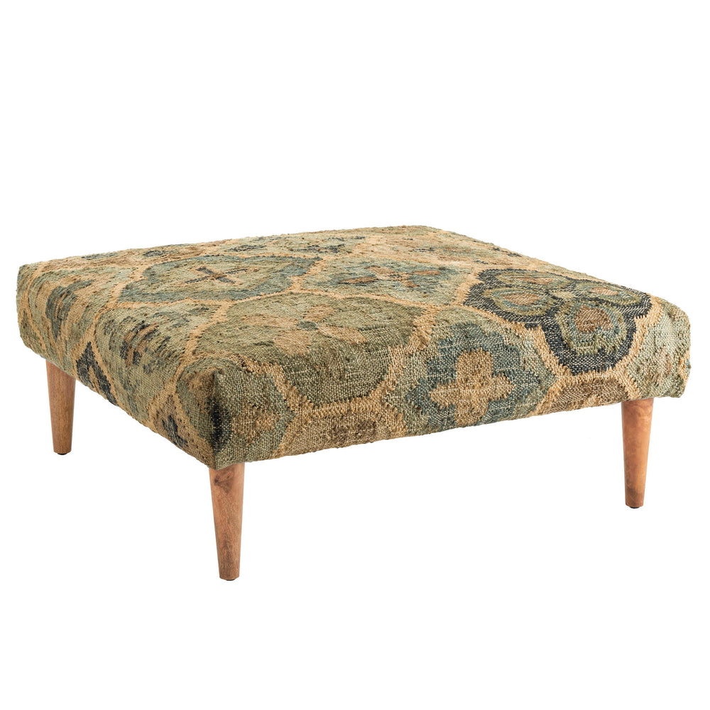 Pali Custom Rug Ottoman | Blue