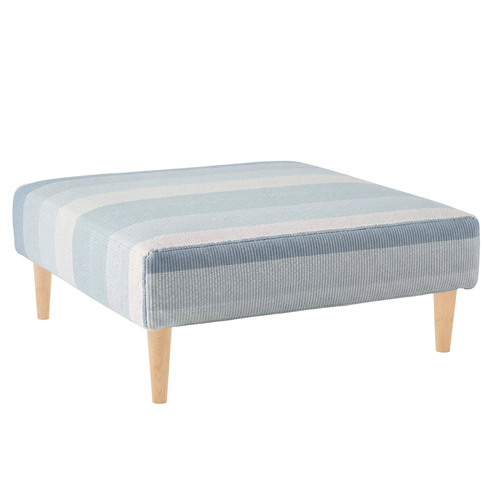 Shore Stripe Rug Ottoman | Sky