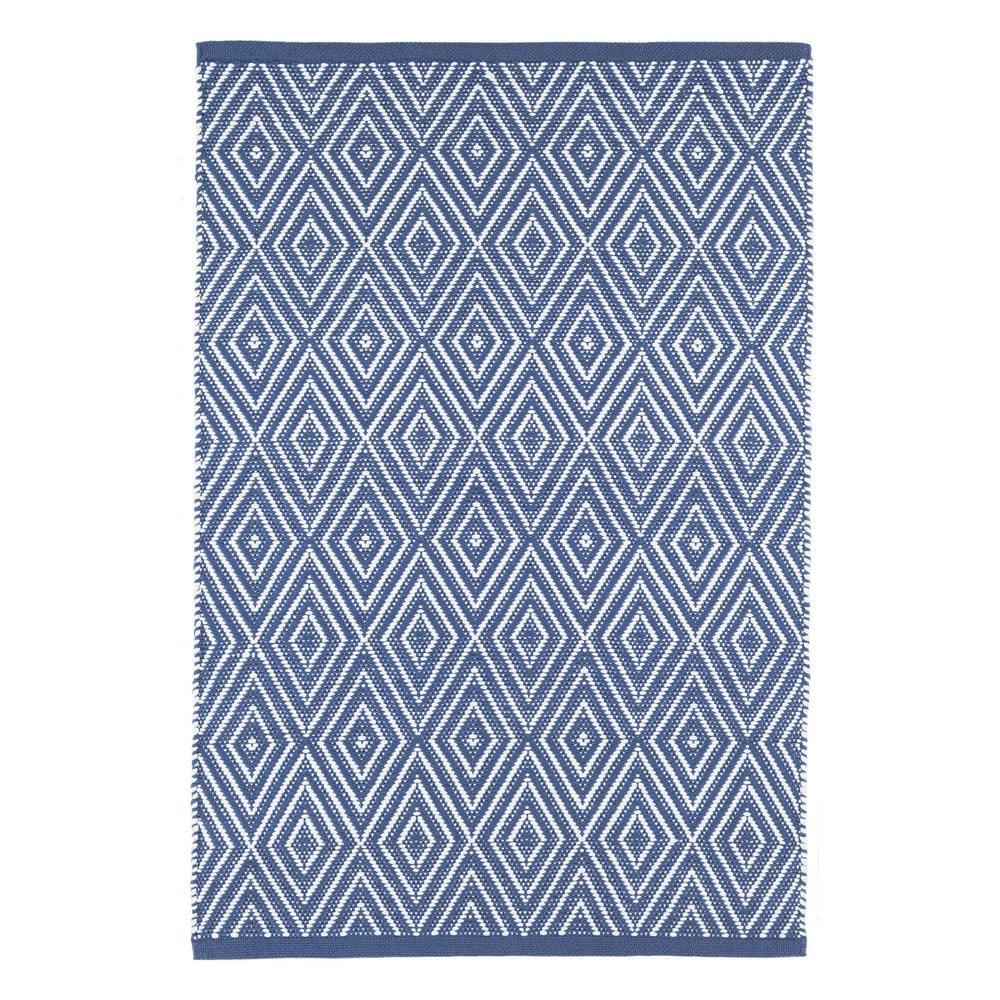 Diamond Handwoven Indoor/Outdoor Rug | Denim/White