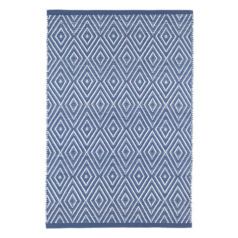 Diamond Handwoven Indoor/Outdoor Rug | Denim/White