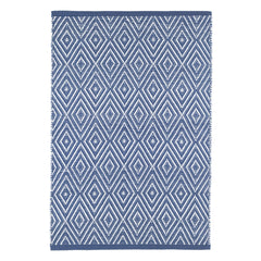 Diamond Handwoven Indoor/Outdoor Rug | Denim/White