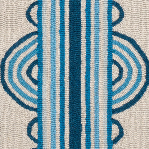 Button Blue Hand Micro Hooked Wool Rug Swatch