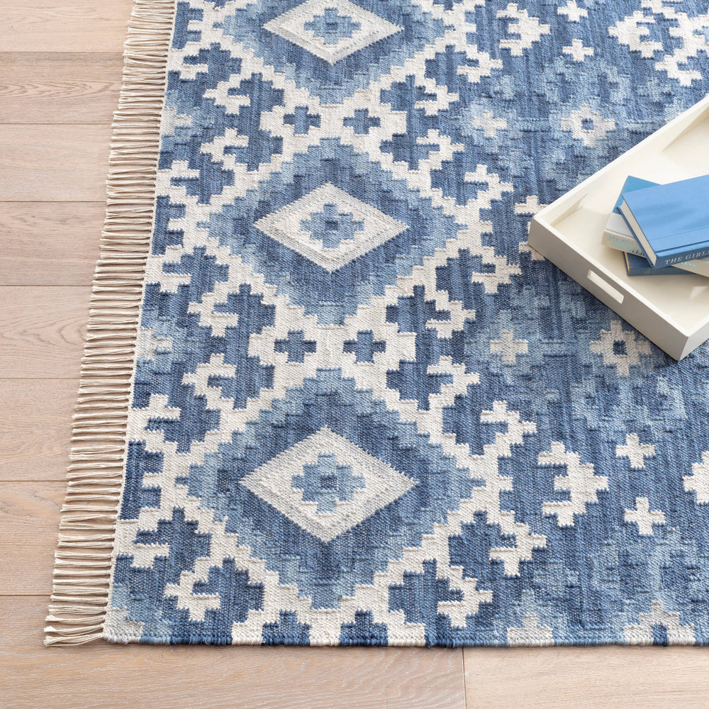 Marmara Kilim Handwoven Cotton Rug | Blue