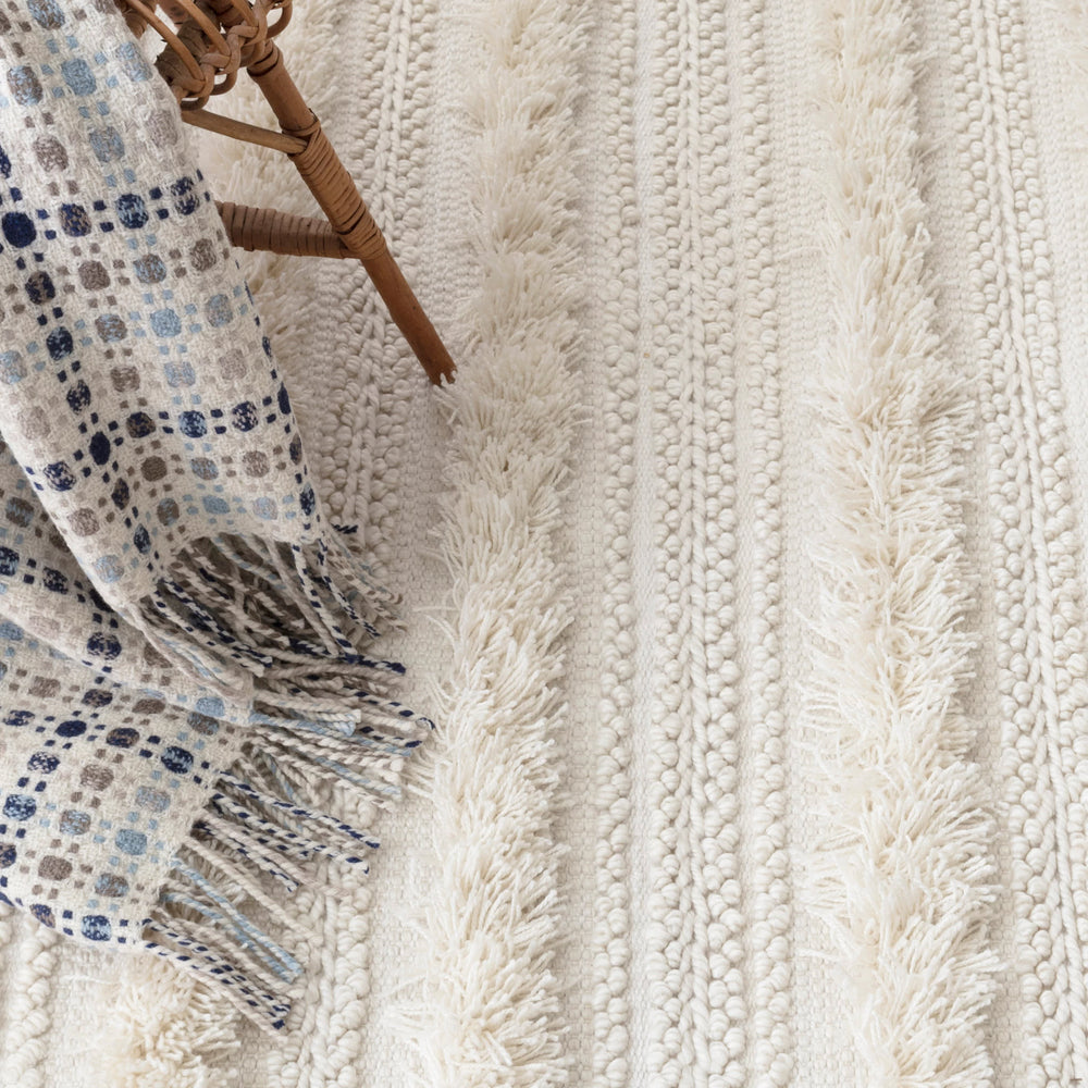 Zhara Stripe Handwoven Performance Rug | Ivory