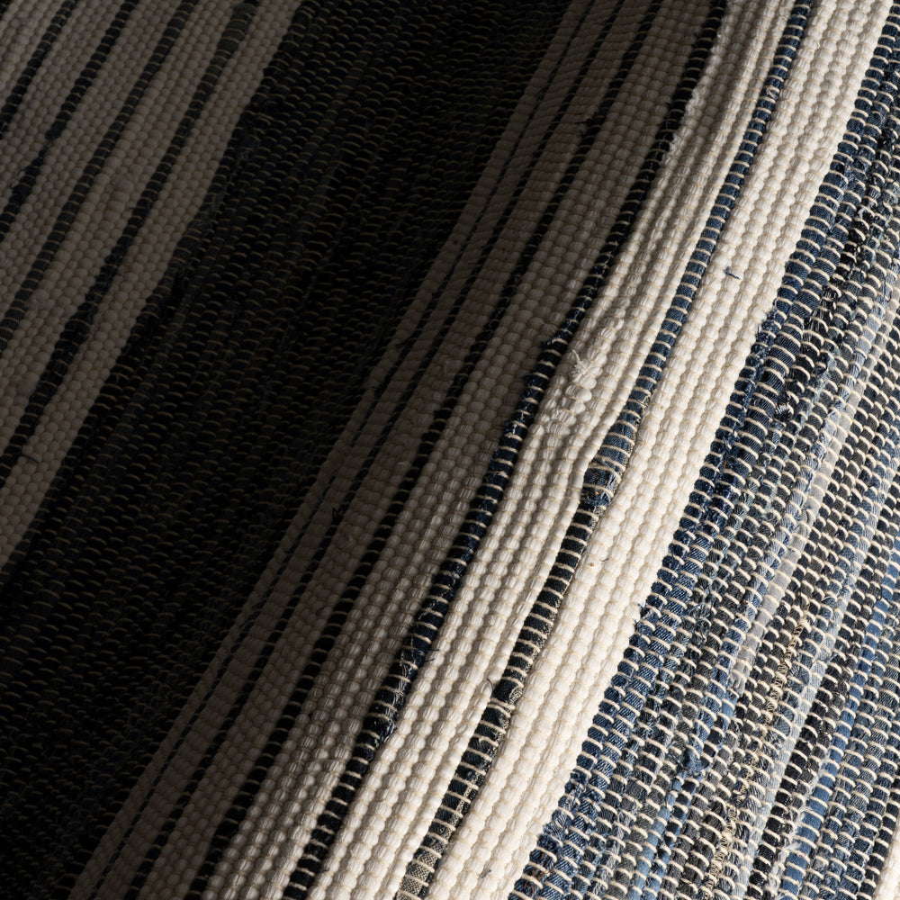 Diora Denim Bohemian Striped Rug | White