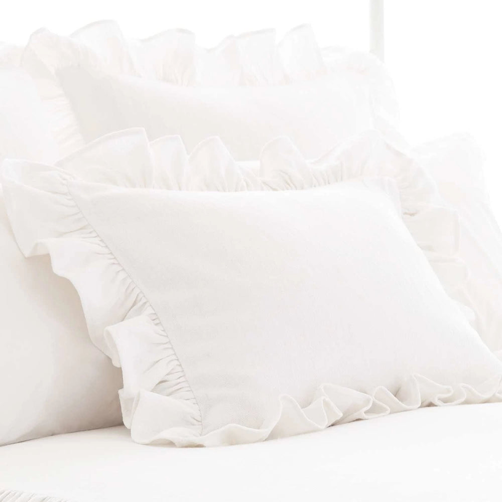 Wilton Ruffle Sham | White