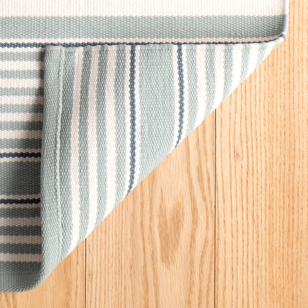 Rugby Stripe Handwoven Indoor/Outdoor Rug | Light Blue