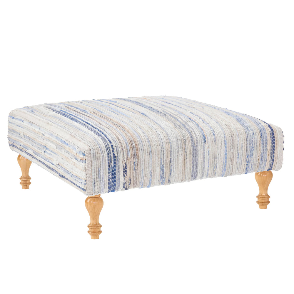 Denim Rag Rug Ottoman | Blue