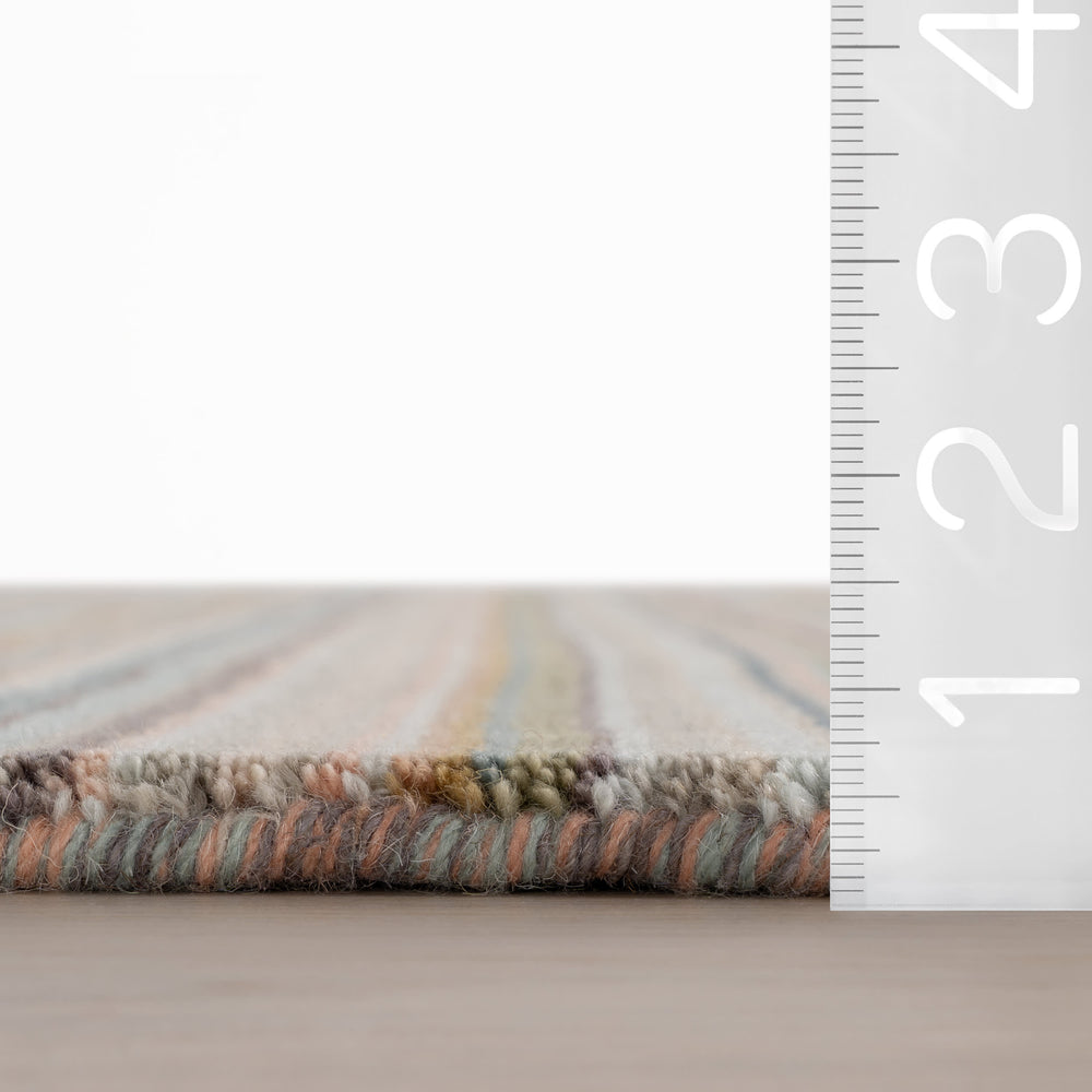 Brindle Stripe Hand Loom Knotted Wool Rug | Clay
