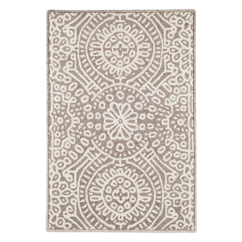 Temple Taupe Hand Micro Hooked Wool Custom Rug