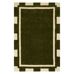 Orlina Scandinavian Bordered Cotton Rug | Green
