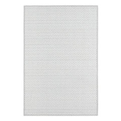 Herringbone Handwoven Indoor/Outdoor Custom Rug | Pearl Grey/White