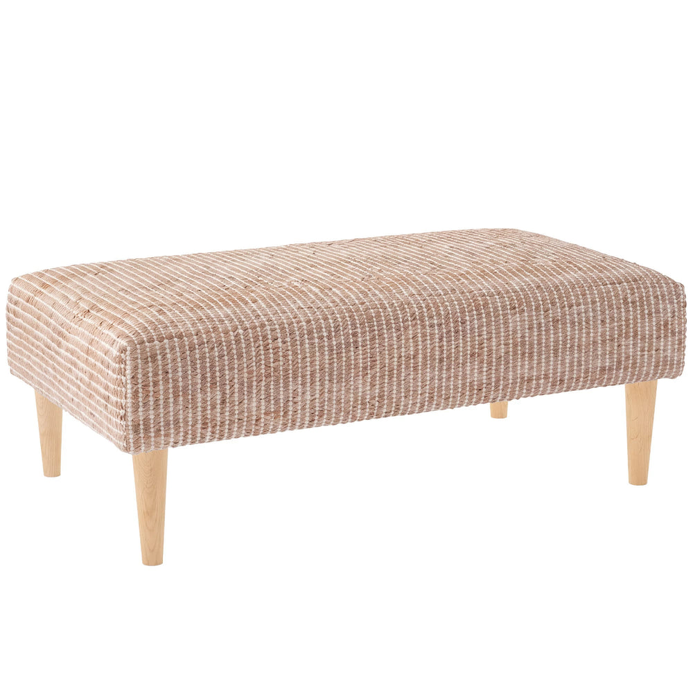Gridwork Rug Ottoman | Ivory