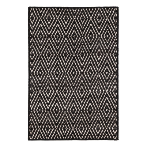 Diamond Handwoven Indoor/Outdoor Custom Rug | Black/Ivory