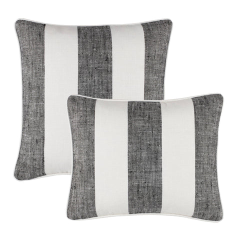 Awning Stripe Black Indoor/Outdoor Decorative Pillow Cover