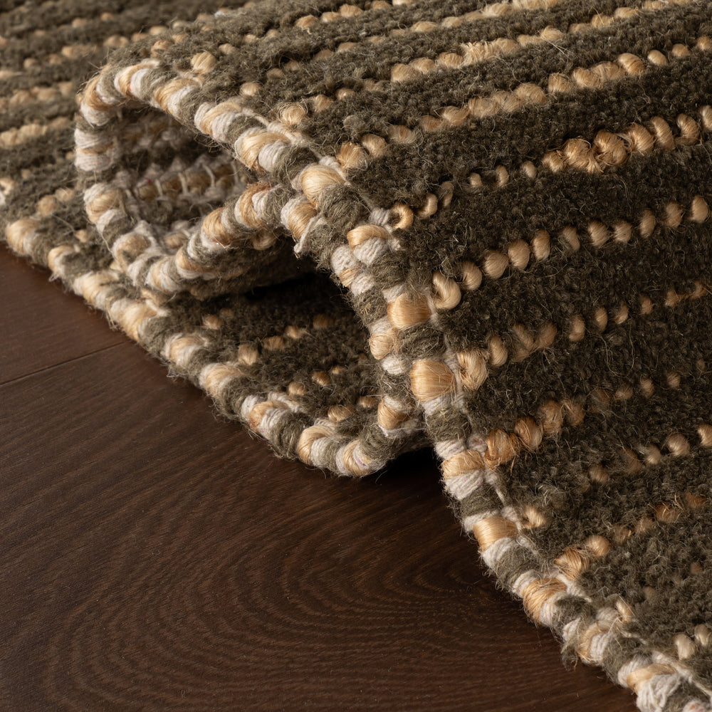 Vicart Modern Striped Bohemian Rug | Green