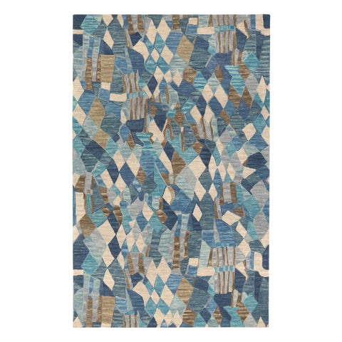 Deer Leap Blue Hand Hooked Wool Rug