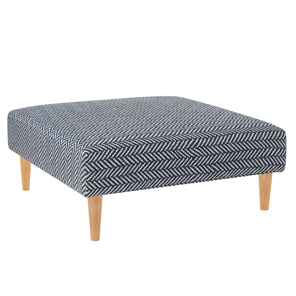 Herringbone Rug Ottoman | Indigo