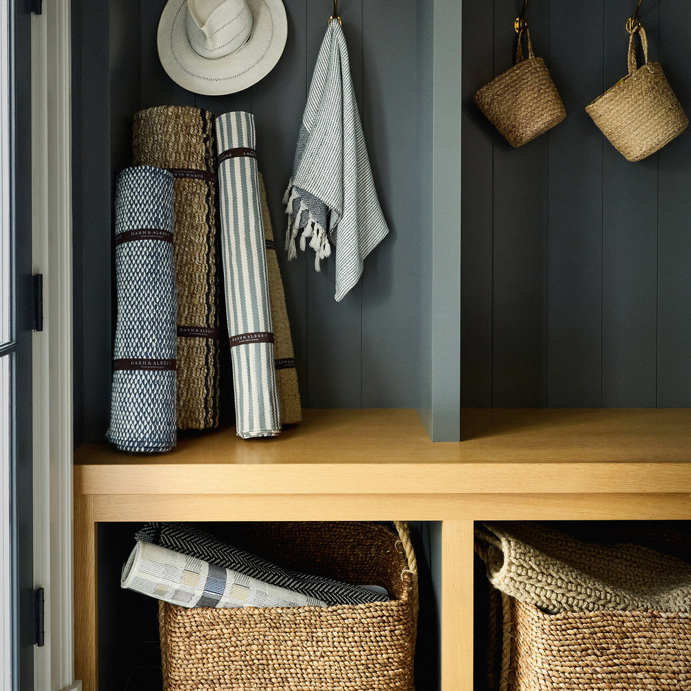 Herringbone Handwoven Indoor/Outdoor Rug | Indigo/White