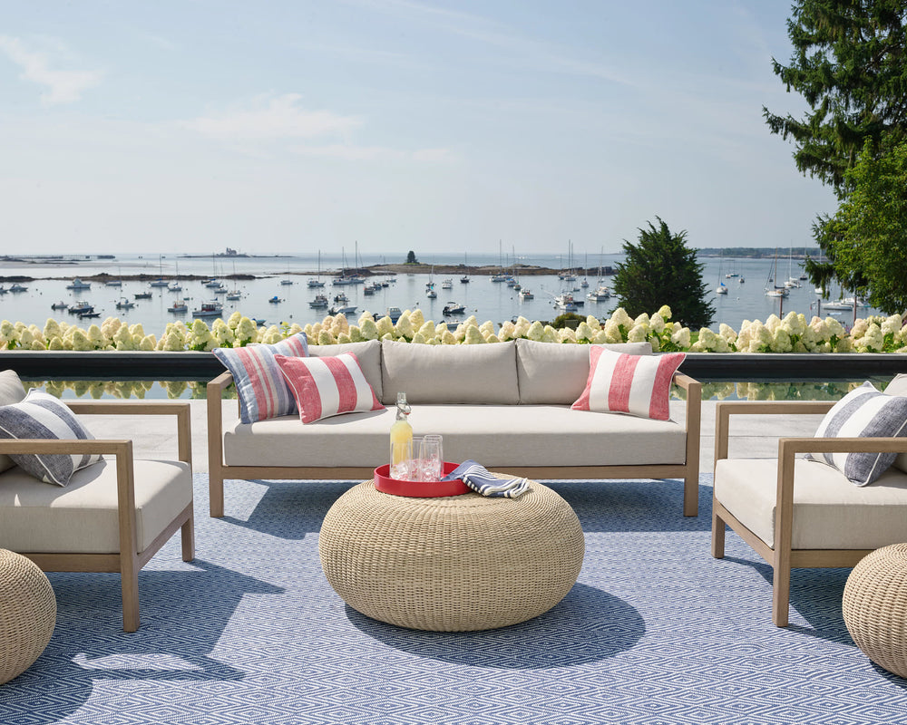 Diamond Handwoven Indoor/Outdoor Rug | Denim/White