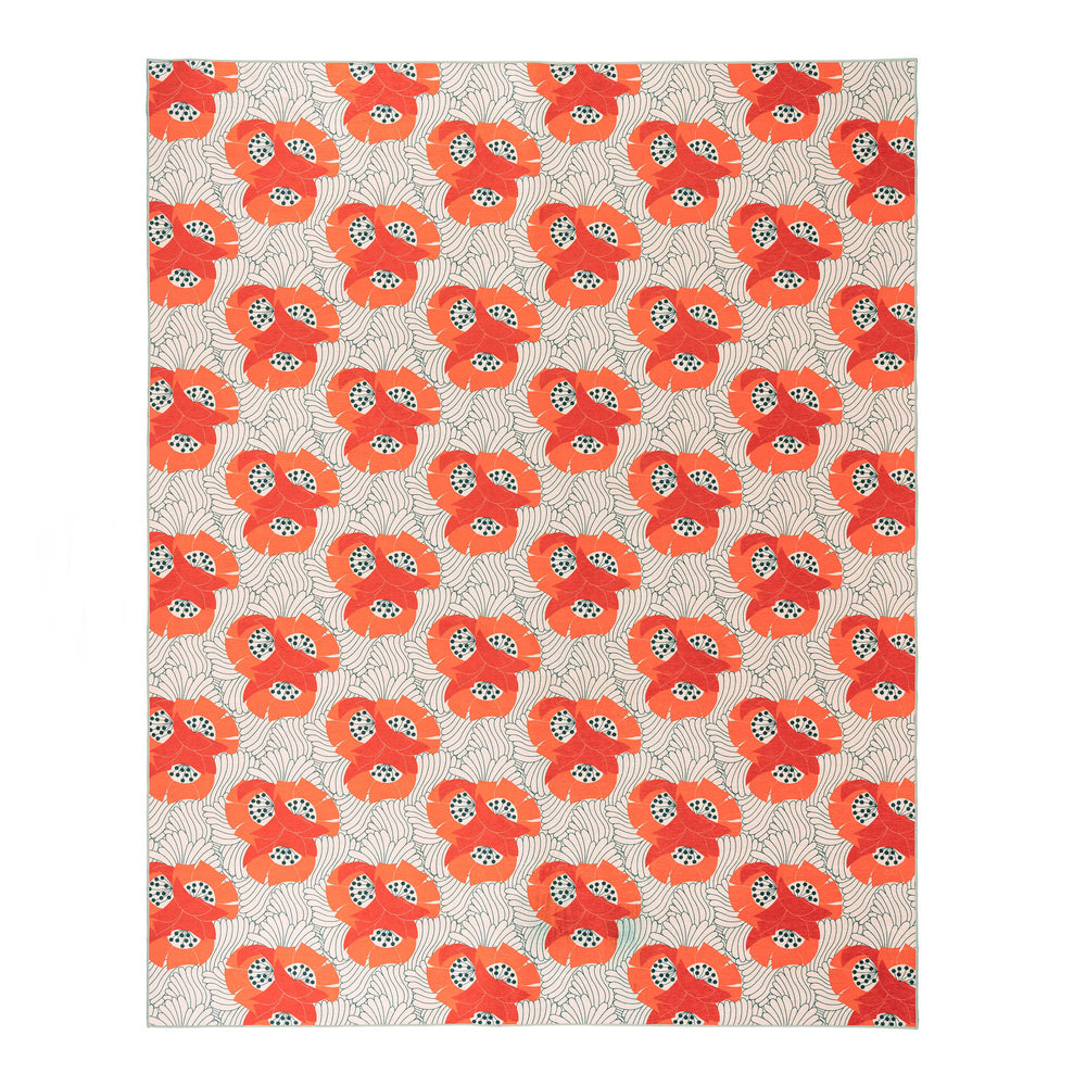 Japanese Poppy Machine Washable Rug | Multi