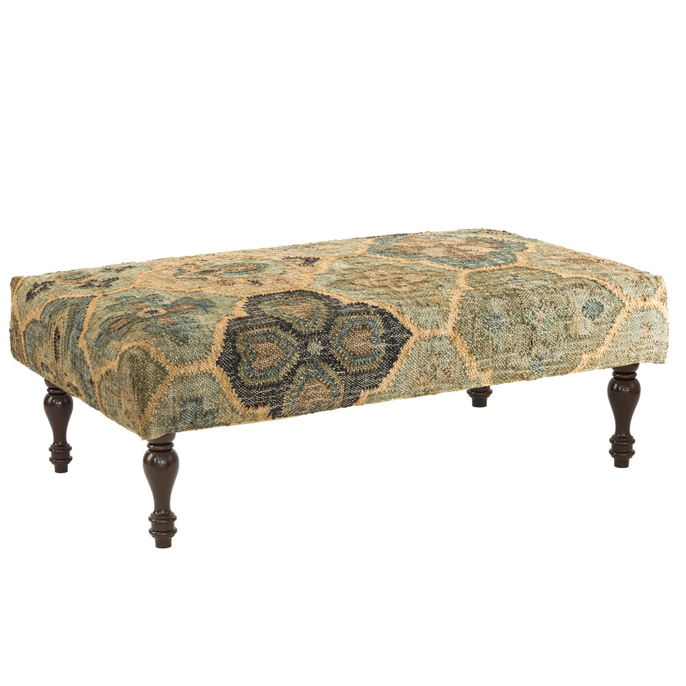 Pali Custom Rug Ottoman | Blue