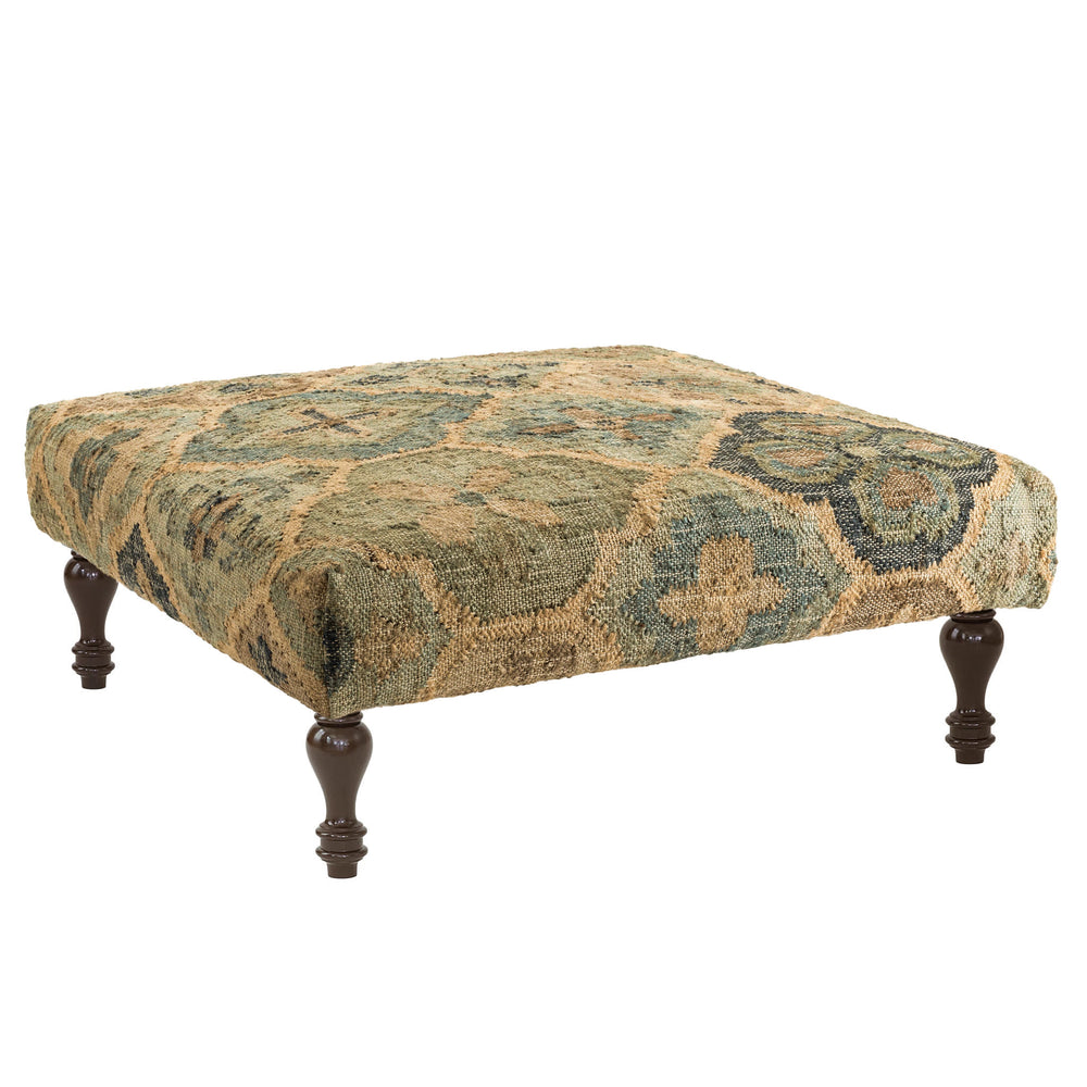 Pali Custom Rug Ottoman | Blue