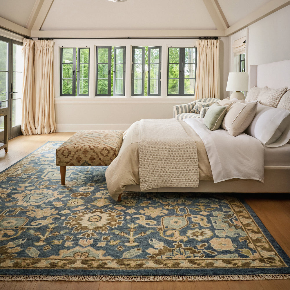 Camille Hand Knotted Wool Rug | Navy