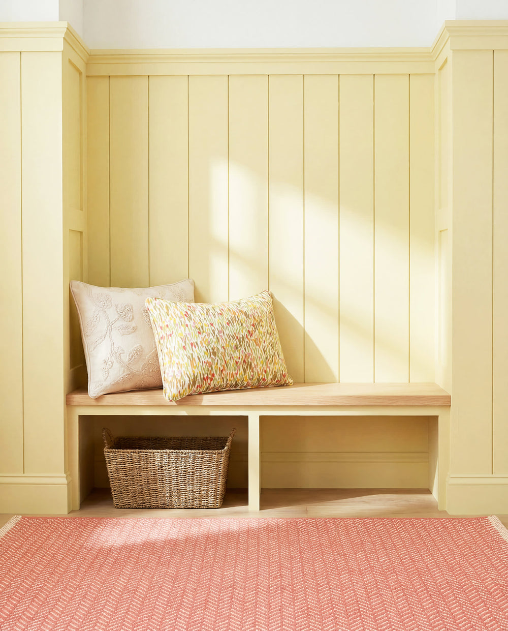 Herringbone Handwoven Cotton Rug | Coral
