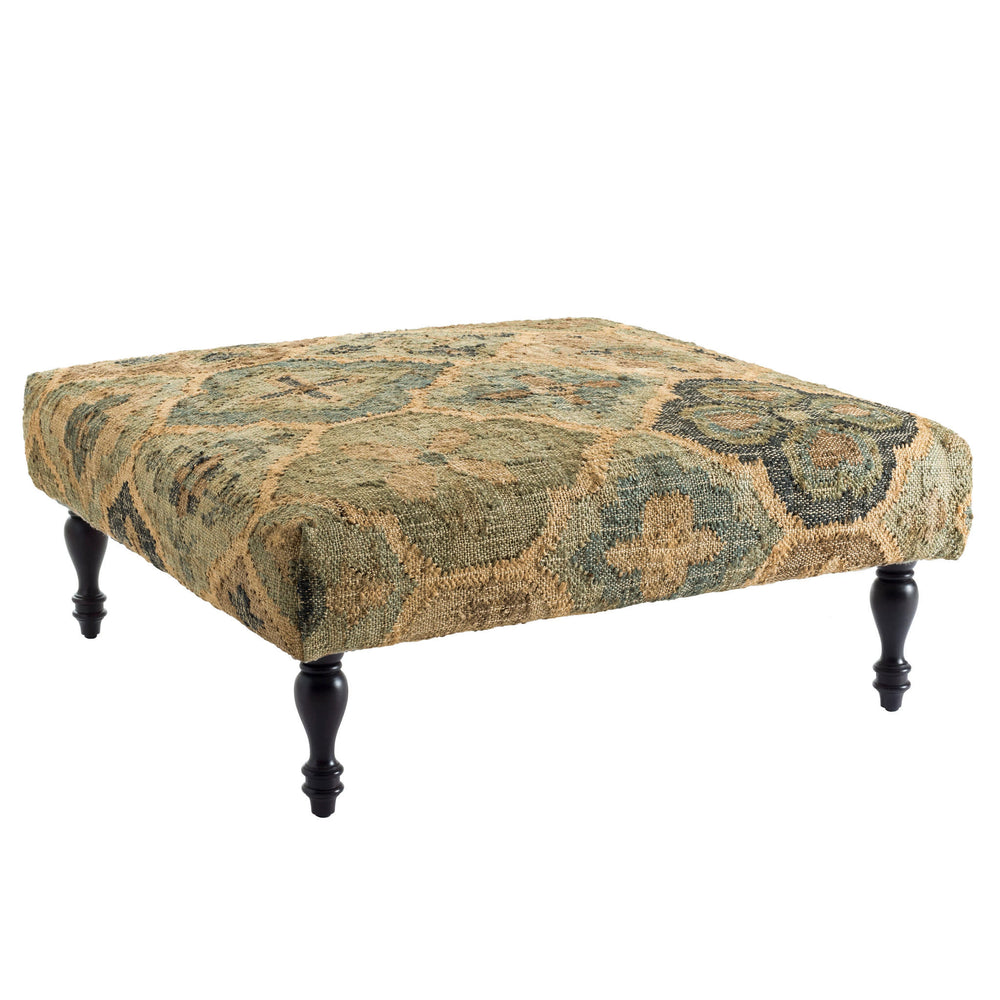 Pali Custom Rug Ottoman | Blue