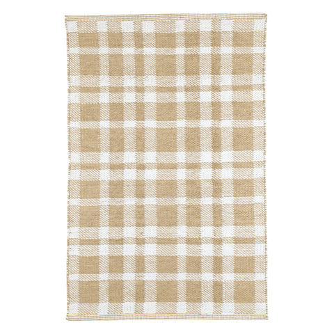 Tattersall Khaki Handwoven Indoor/Outdoor Rug