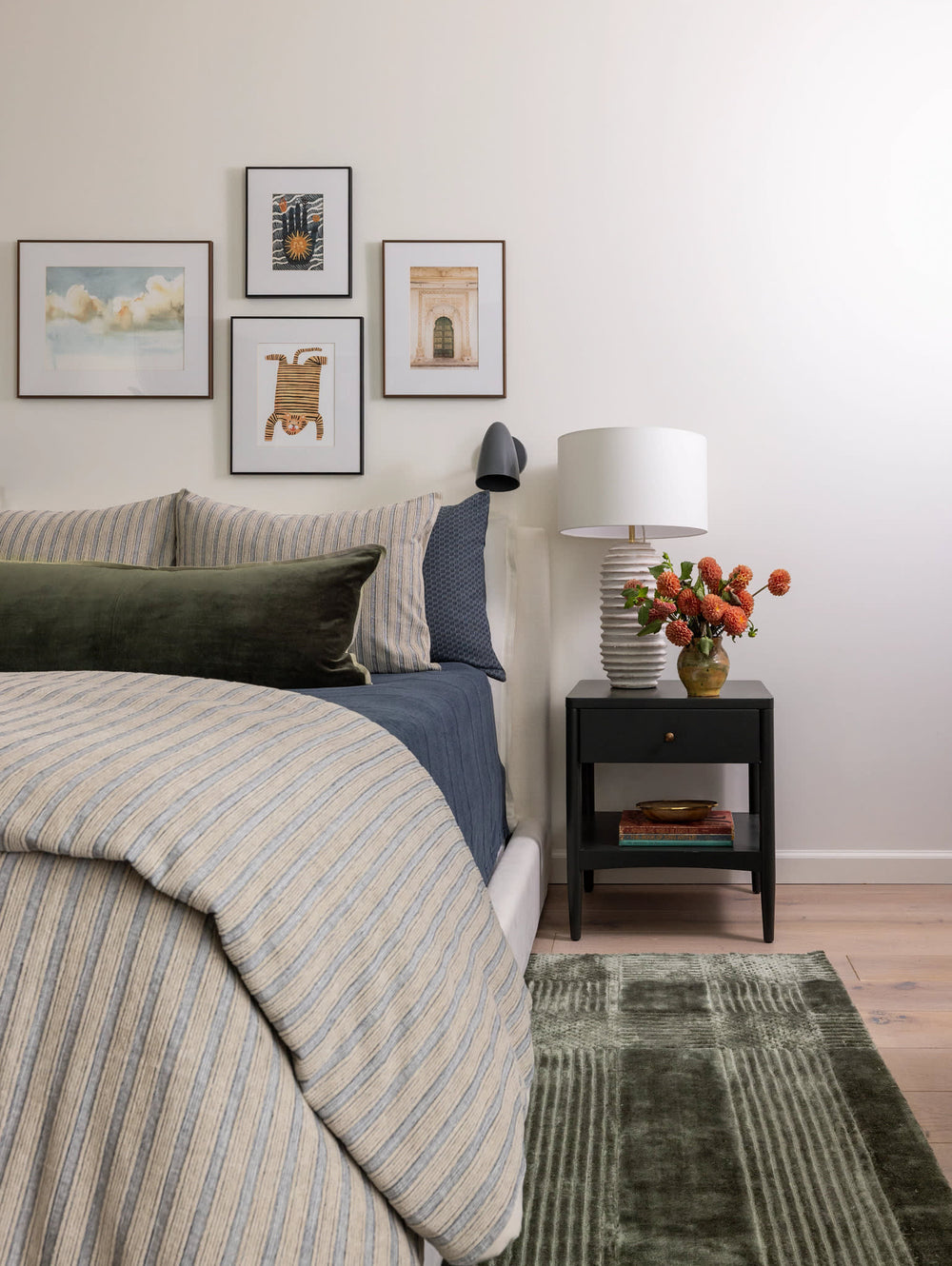 Blythe Stripe Chenille Duvet Cover | Navy