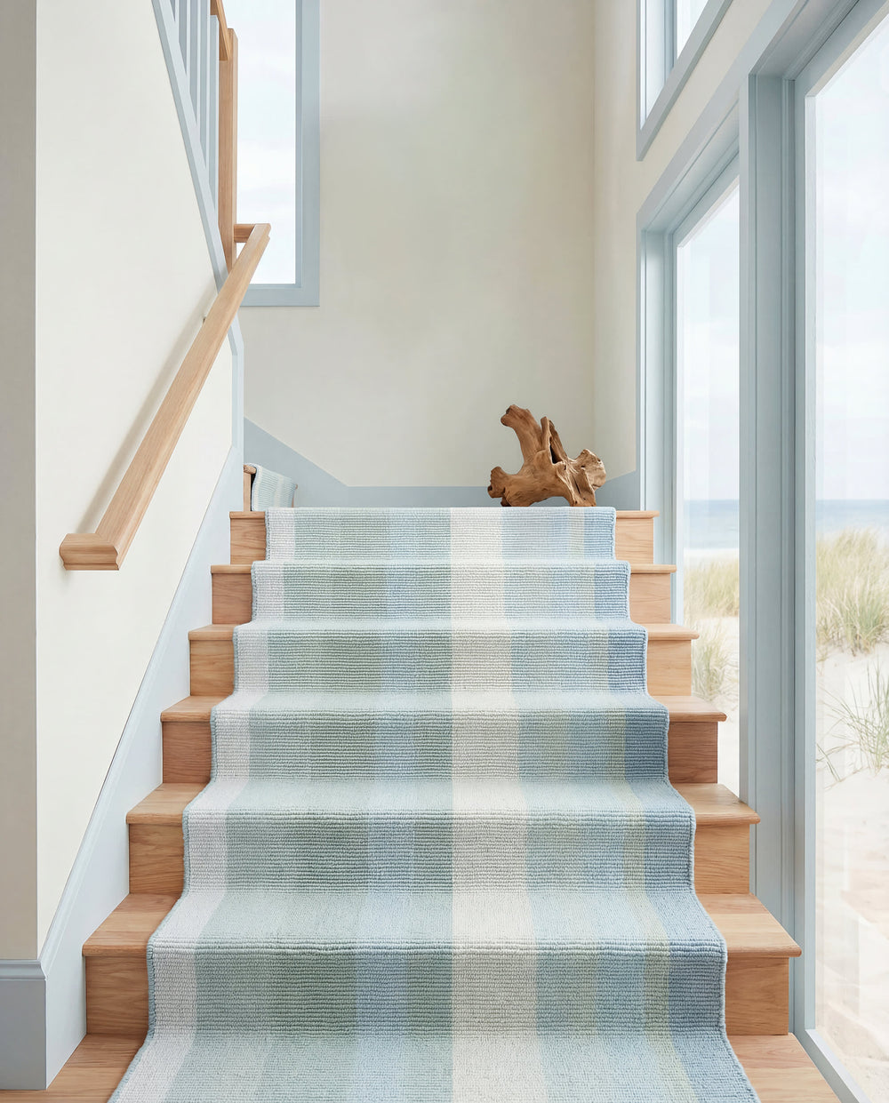 Shore Stripe Handwoven Cotton Rug | Sky Blue